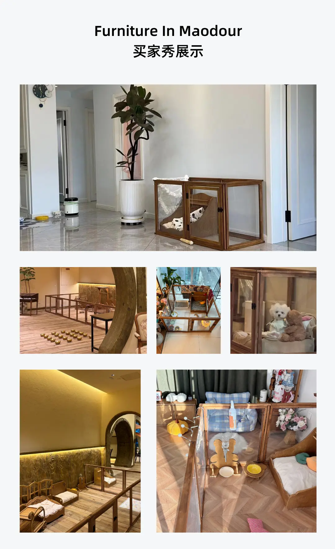 pet playpen for small dogs in a customer's home - Solid Wood Transparent Pet Playpen
